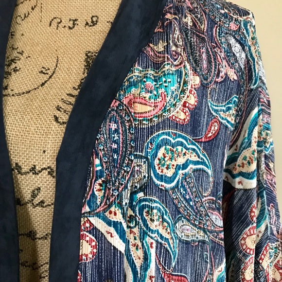 Navy Paisley print kimono - Picture 7 of 7